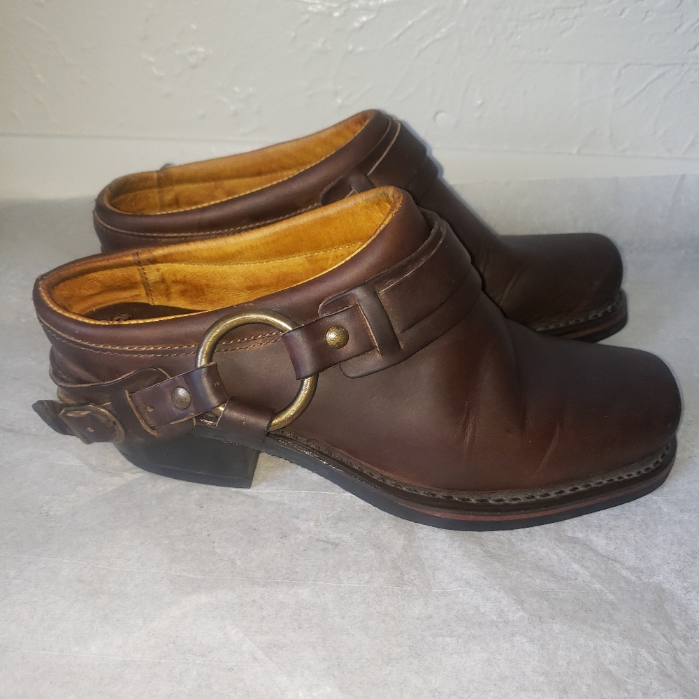 Frye Belted Harness Mules